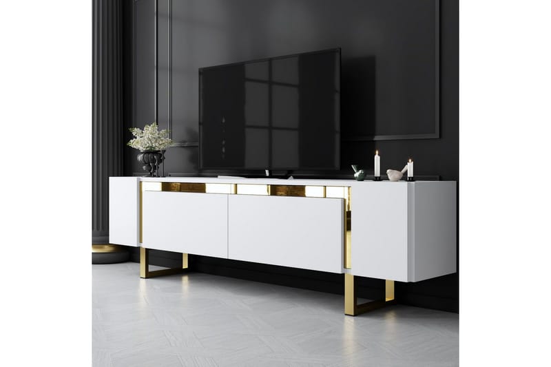 Sozi Tv-bänk 180 cm - Guld/Vit - Möbler - TV- & Mediamöbler - TV bänk & mediabänk
