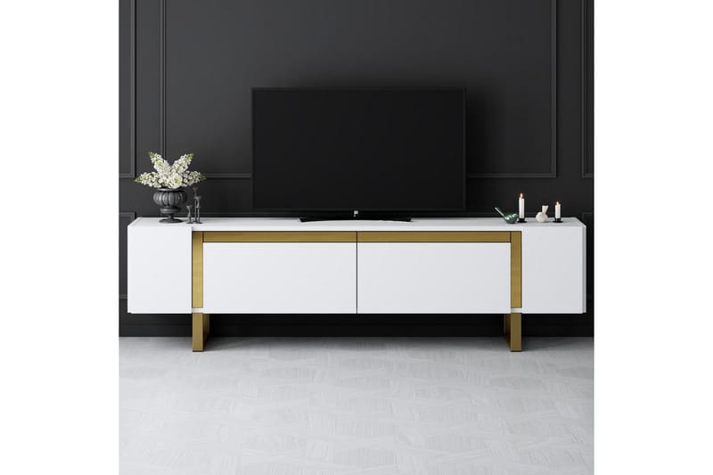 Sozi Tv-bänk 180 cm - Guld/Vit - Möbler - TV- & Mediamöbler - TV bänk & mediabänk