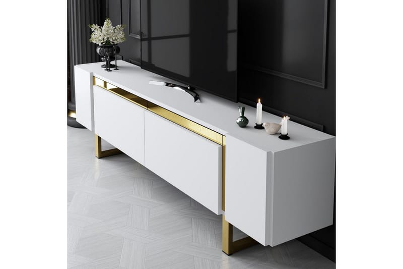 Sozi Tv-bänk 180 cm - Guld/Vit - Möbler - TV- & Mediamöbler - TV bänk & mediabänk