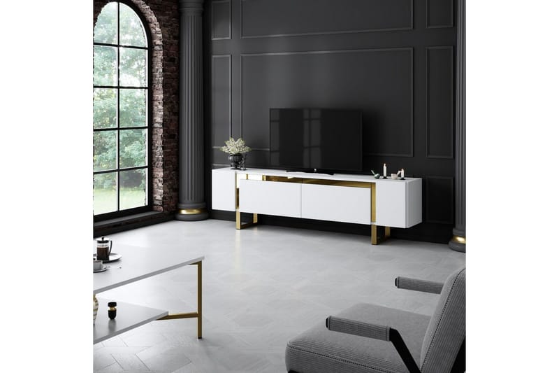 Sozi Tv-bänk 180 cm - Guld/Vit - Möbler - TV- & Mediamöbler - TV bänk & mediabänk
