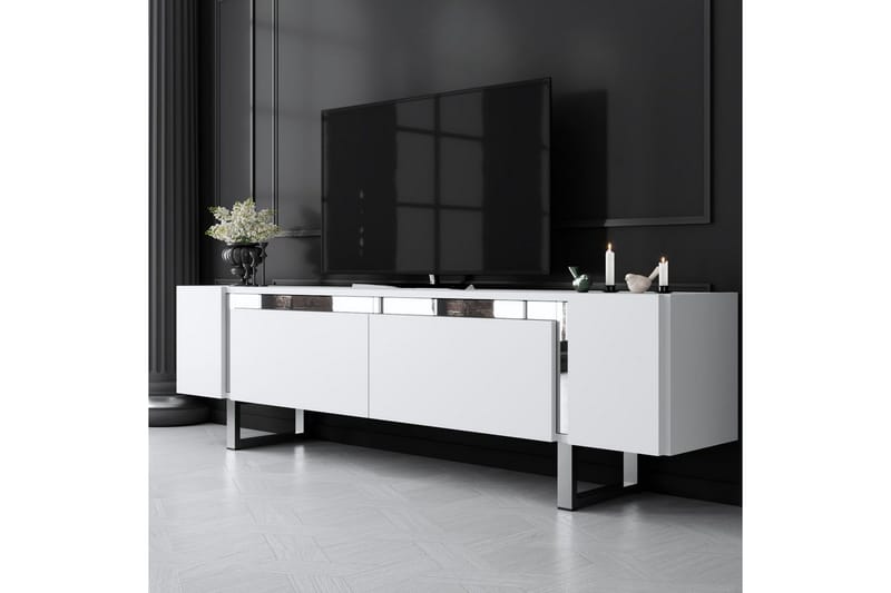 Sozi Tv-bänk 180 cm - Vit/Silver - Möbler - TV- & Mediamöbler - TV bänk & mediabänk