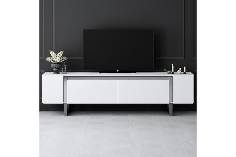 Sozi Tv-bänk 180 cm - Vit/Silver - Möbler - TV- & Mediamöbler - TV bänk & mediabänk