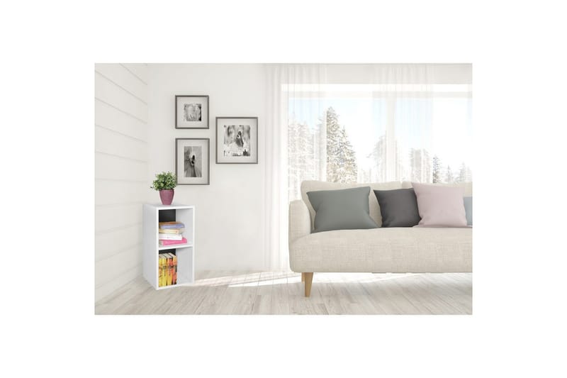 Stående hylla Wohnling melaminbelagd spånskiva med förvaringsutrymme, modern stil Vit, svart - Vit, svart - Möbler - TV- & Mediamöbler - TV-hylla
