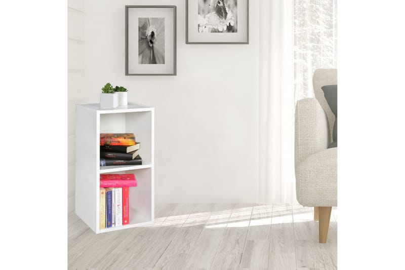Stående hylla Wohnling melaminbelagd spånskiva med förvaringsutrymme, modern stil Vit - Vit - Möbler - TV- & Mediamöbler - TV-hylla