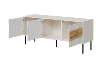 Stintino Golvstående Tv Bänk 144 cm med Förvaring i Mörkt Trä - Svart - Möbler - TV- & Mediamöbler - TV bänk & mediabänk