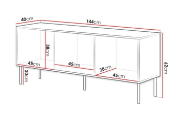 Stintino Golvstående Tv Bänk 144 cm med Förvaring i Mörkt Trä - Svart - Möbler - TV- & Mediamöbler - TV bänk & mediabänk