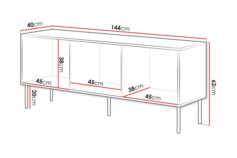 Stintino Tv-bänk 144x40 cm - Grå - Möbler - TV- & Mediamöbler - TV bänk & mediabänk