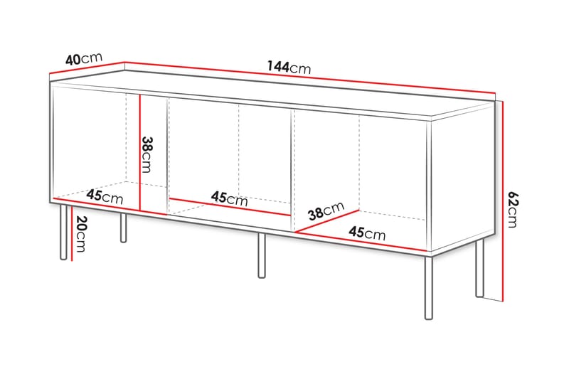 Stintino Tv-bänk 144x40 cm - Möbler - TV- & Mediamöbler - TV bänk & mediabänk