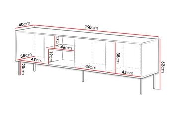 Stintino Tv-bänk 190x40 cm - Svart/Brun - Möbler - TV- & Mediamöbler - TV bänk & mediabänk