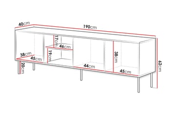 Stintino Tv-bänk 190x40 cm - Svart/Brun - Möbler - TV- & Mediamöbler - TV bänk & mediabänk