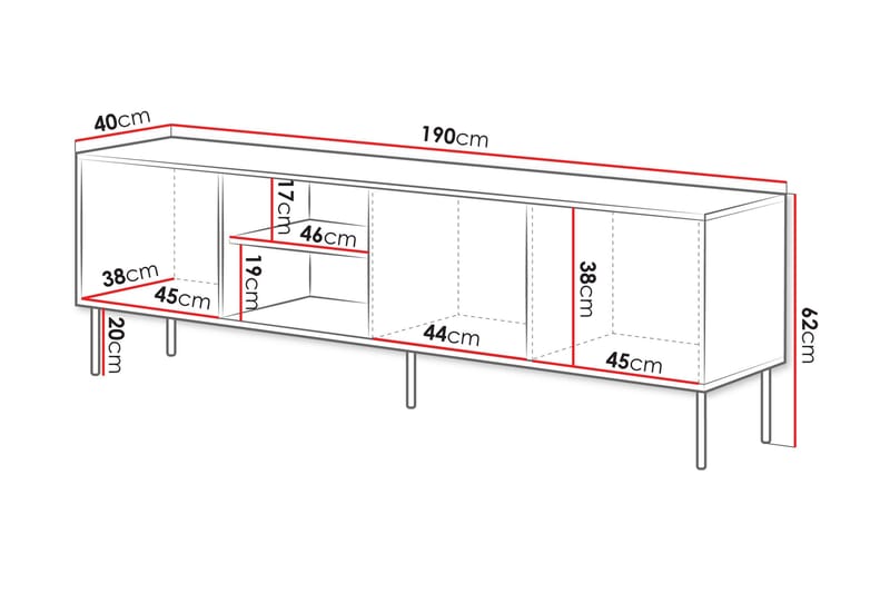 Stintino Tv-bänk 190x40 cm - Svart/Brun - Möbler - TV- & Mediamöbler - TV bänk & mediabänk