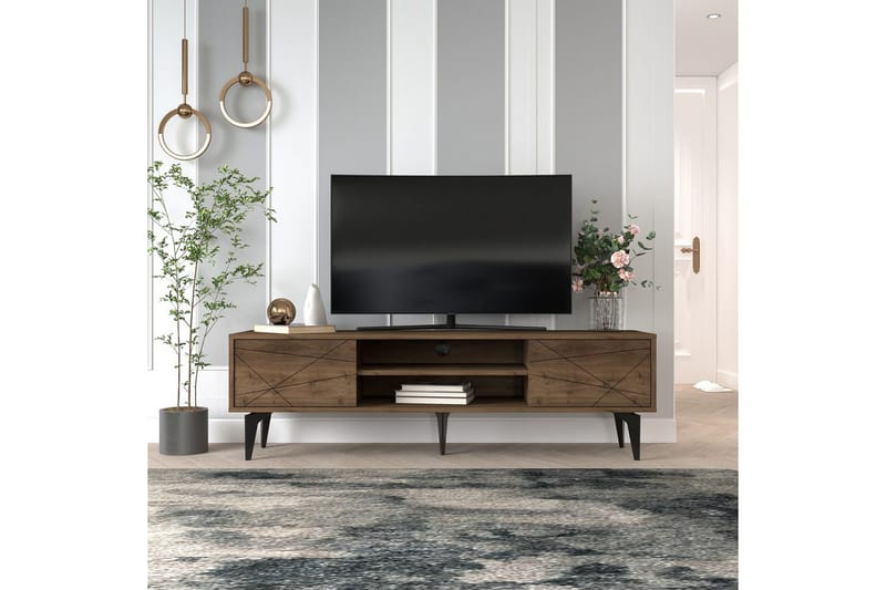 Sudama Tv-bänk 160 cm - Mörkfärgat trä - Möbler - TV- & Mediamöbler - TV bänk & mediabänk