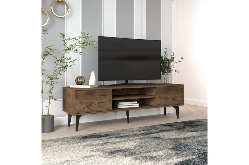 Sudama Tv-bänk 160 cm - Mörkfärgat trä - Möbler - TV- & Mediamöbler - TV bänk & mediabänk