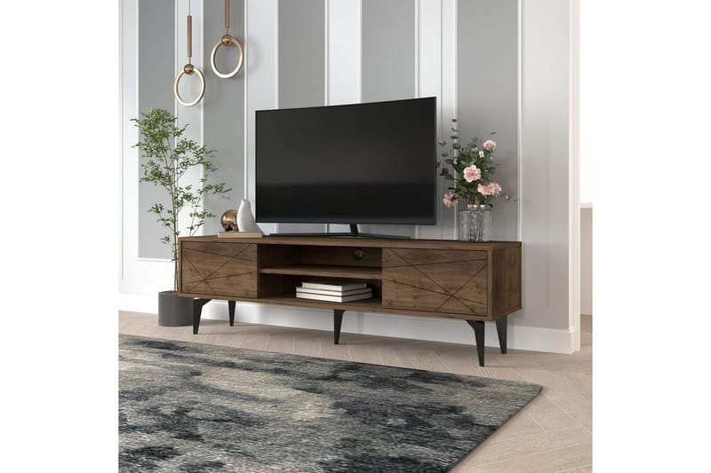 Sudama Tv-bänk 160 cm - Mörkfärgat trä - Möbler - TV- & Mediamöbler - TV bänk & mediabänk