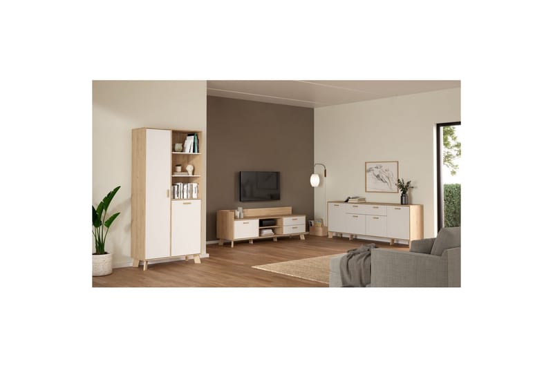 Sumita Tv-bänk 182 cm - Vit/Natur - Möbler - TV- & Mediamöbler - TV bänk & mediabänk