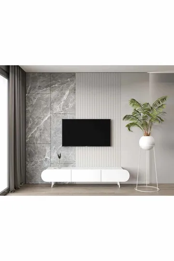 Svelor TV-bänk 180x49x30 cm - Vit - Möbler - TV- & Mediamöbler - TV bänk & mediabänk