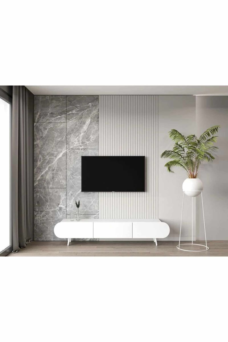Svelor TV-bänk 180x49x30 cm - Vit - Möbler - TV- & Mediamöbler - TV bänk & mediabänk