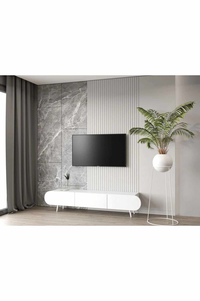 Svelor TV-bänk 180x49x30 cm - Vit - Möbler - TV- & Mediamöbler - TV bänk & mediabänk