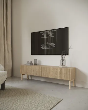 Takayo Golvstående Tv Bänk 175 cm med Förvaring i Ek - Beige - Möbler - TV- & Mediamöbler - TV bänk & mediabänk