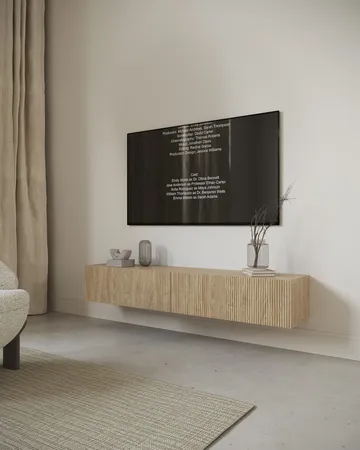 Takayo Vägghängd Tv Bänk 176 cm med Förvaring i Ek - Ljusbrun - Möbler - TV- & Mediamöbler - TV bänk & mediabänk