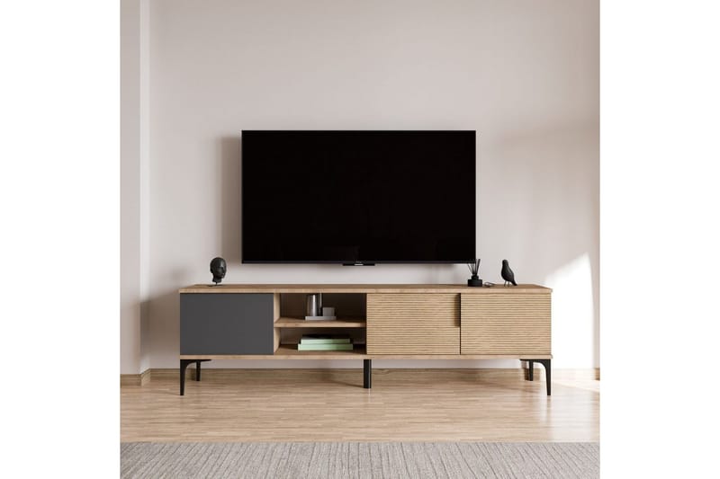 Tarz Tv-bänk 180 cm - Mediumfärgat trä/Antracit - Möbler - TV- & Mediamöbler - TV bänk & mediabänk