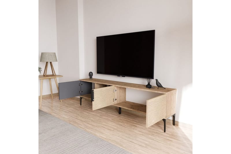 Tarz Tv-bänk 180 cm - Mediumfärgat trä/Antracit - Möbler - TV- & Mediamöbler - TV bänk & mediabänk