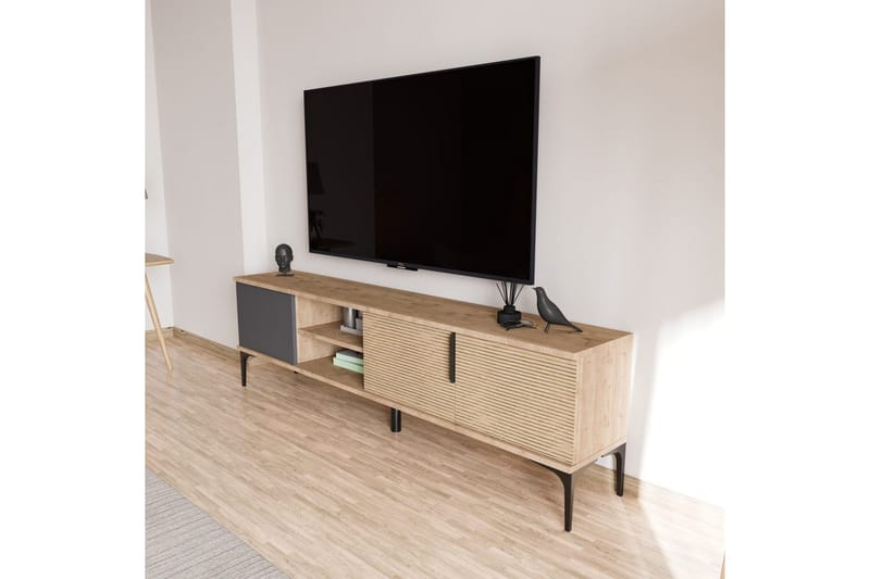 Tarz Tv-bänk 180 cm - Mediumfärgat trä/Antracit - Möbler - TV- & Mediamöbler - TV bänk & mediabänk
