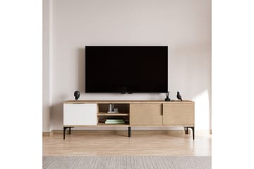 Tarz Tv-bänk 180 cm - Mediumfärgat trä/Vit - Möbler - TV- & Mediamöbler - TV bänk & mediabänk
