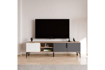 Tarz Tv-bänk 180 cm - Mediumfärgat trä/Vit/Antracit - Möbler - TV- & Mediamöbler - TV bänk & mediabänk