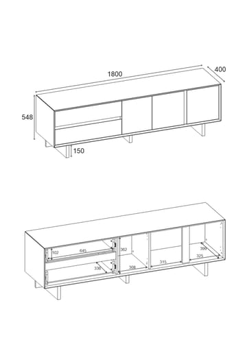 Tavon TV-bänk 180x55x45 cm - Naturlig ek - Möbler - TV- & Mediamöbler - TV bänk & mediabänk