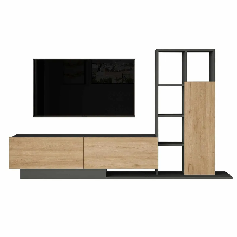 Tavren TV-bänk 201,2x123,6x29,5 cm, Naturlig och antracit