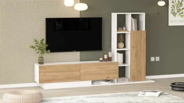Tavren TV-bänk 201,2x123,6x29,5 cm - Naturlig och vit - Möbler - TV- & Mediamöbler - TV-skåp