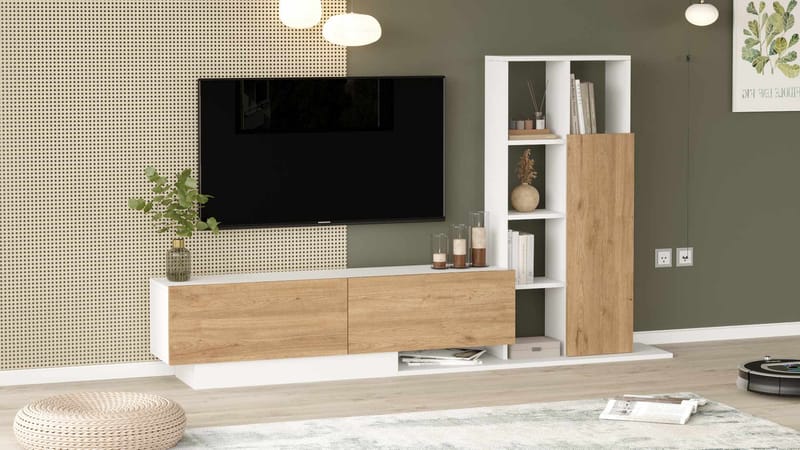 Tavren TV-bänk 201,2x123,6x29,5 cm - Naturlig och vit - Möbler - TV- & Mediamöbler - TV-skåp