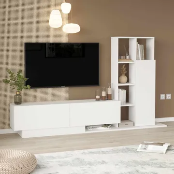 Tavren TV-bänk 201,2x123,6x29,5 cm - Vit - Möbler - TV- & Mediamöbler - TV-skåp