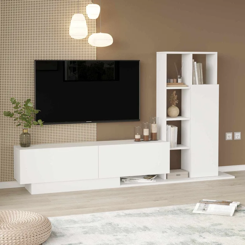 Tavren TV-bänk 201,2x123,6x29,5 cm - Vit - Möbler - TV- & Mediamöbler - TV-skåp