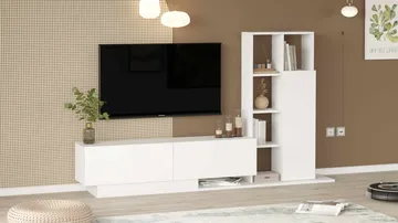 Tavren TV-bänk 201,2x123,6x29,5 cm - Vit - Möbler - TV- & Mediamöbler - TV-skåp