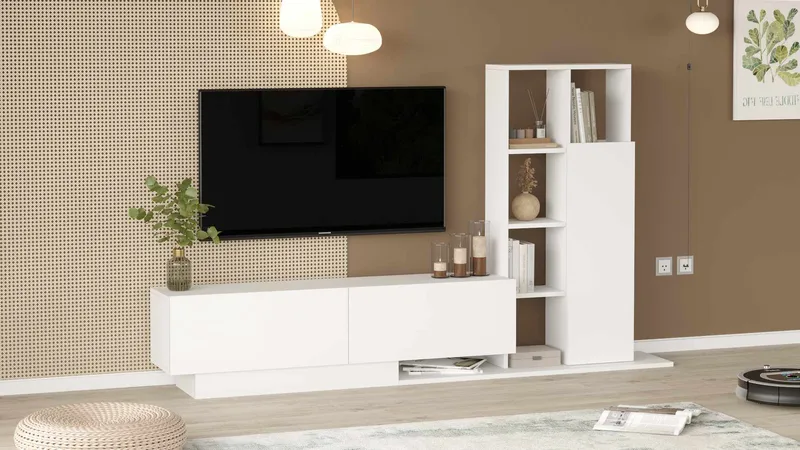 Tavren TV-bänk 201,2x123,6x29,5 cm - Vit - Möbler - TV- & Mediamöbler - TV-skåp