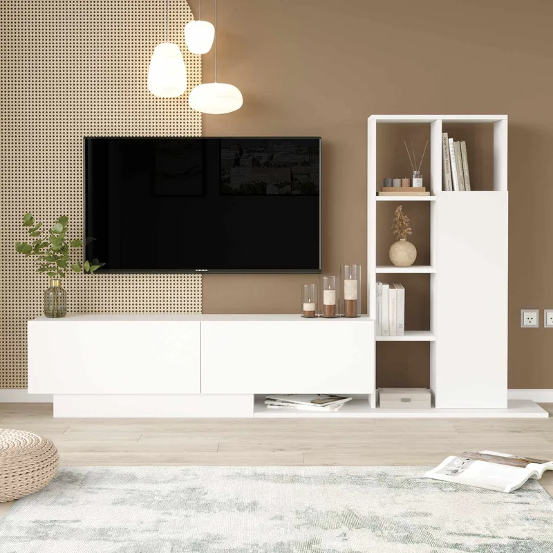 Tavren TV-bänk 201,2x123,6x29,5 cm - Vit - Möbler - TV- & Mediamöbler - TV-skåp
