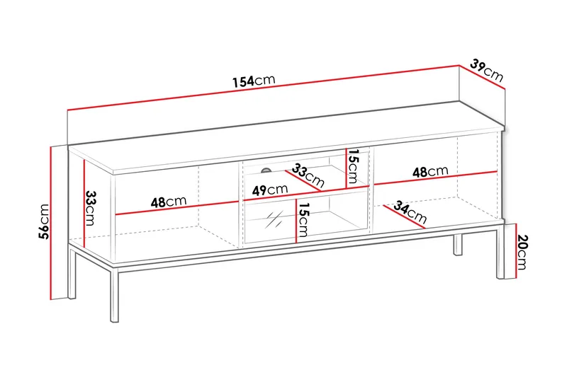 Tenorio Tv-bänk 154 cm - Beige - Möbler - TV- & Mediamöbler - TV bänk & mediabänk