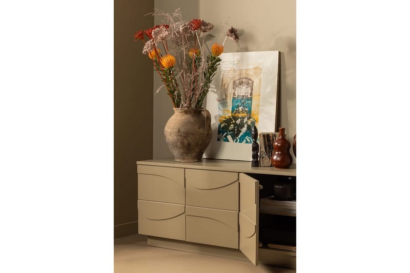 Teo Golvstående TV-bänk 180 cm med Förvaring i Målat Trä - Beige - Möbler - TV- & Mediamöbler - TV bänk & mediabänk