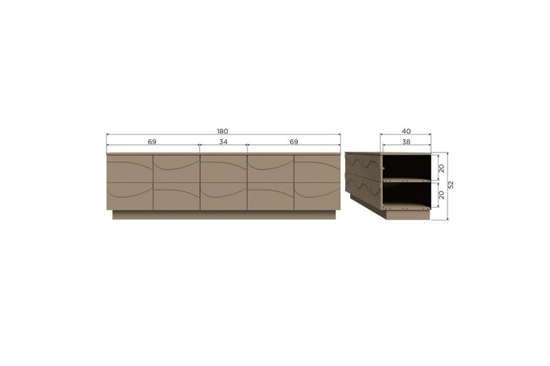 Teo Golvstående TV-bänk 180 cm med Förvaring i Målat Trä - Beige - Möbler - TV- & Mediamöbler - TV bänk & mediabänk