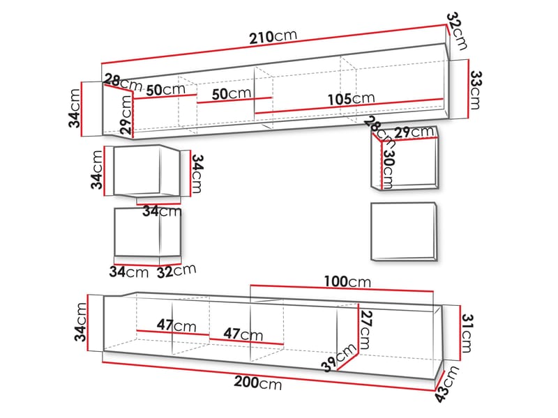 Tessan Tv väggenhet - brun - Möbler - TV- & Mediamöbler - TV-möbelset