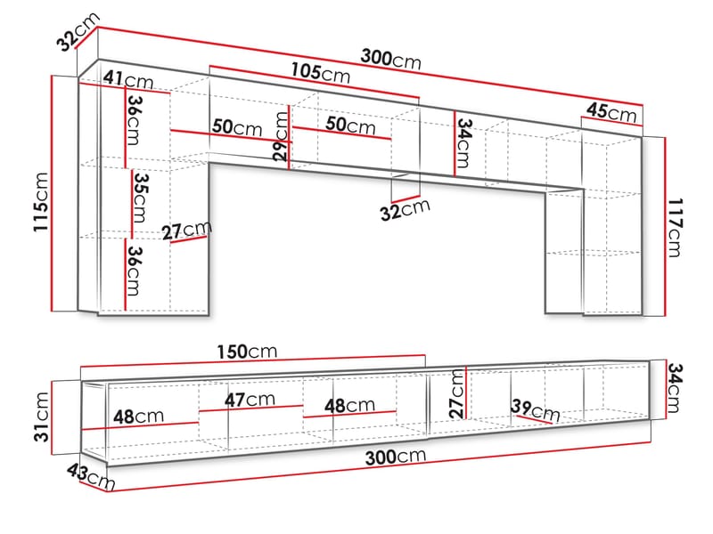 Tessan Tv väggenhet - brun - Möbler - TV- & Mediamöbler - TV-möbelset