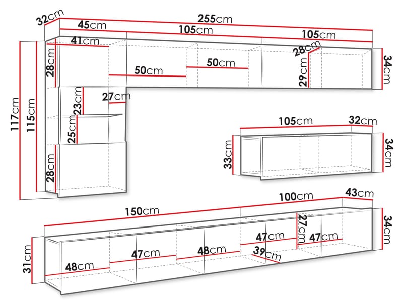 Tessan Tv väggenhet - brun - Möbler - TV- & Mediamöbler - TV-möbelset