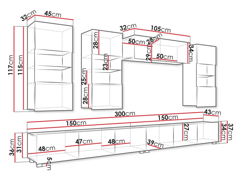 Tessan Tv väggenhet - brun - Möbler - TV- & Mediamöbler - TV-möbelset