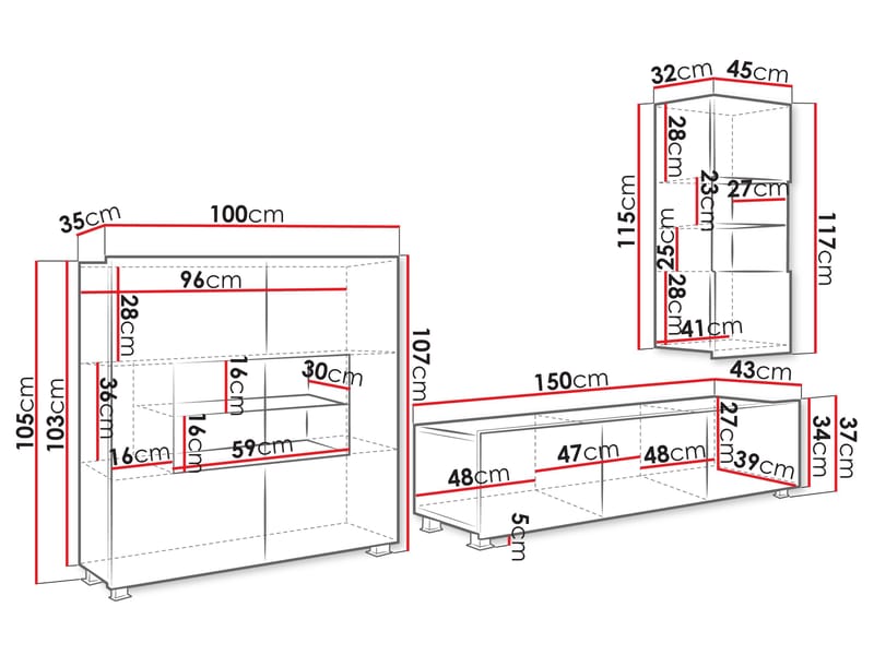 Tessan Tv väggenhet - brun - Möbler - TV- & Mediamöbler - TV-möbelset