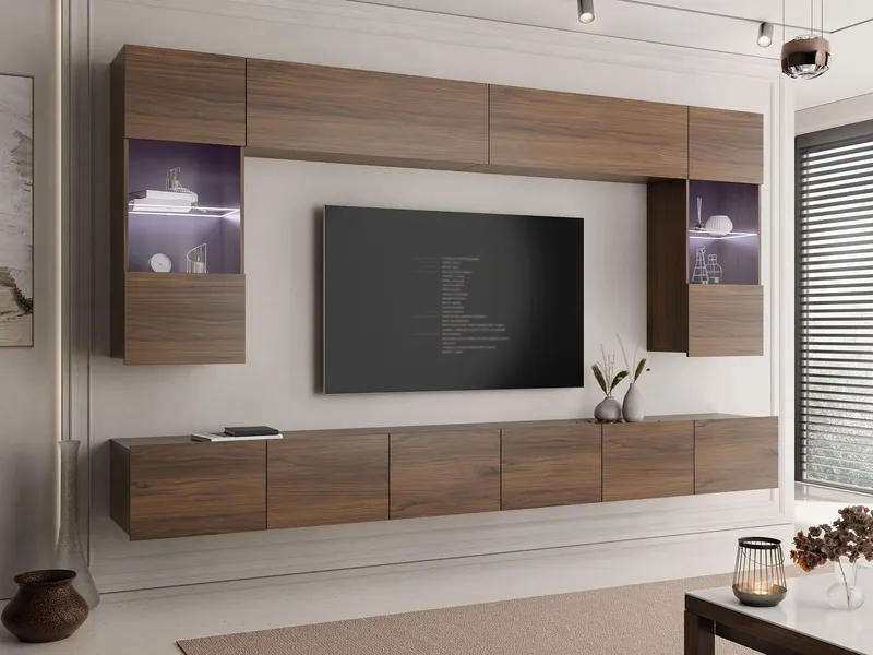 Tessan Tv väggenhet med LED-belysning - blå - Möbler - TV- & Mediamöbler - TV-möbelset