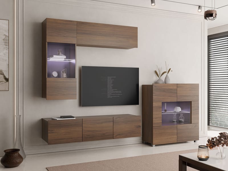 Tessan Tv väggenhet med LED-belysning - blå - Möbler - TV- & Mediamöbler - TV-möbelset