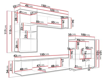 Tessan Tv väggenhet med LED-belysning - blå - Möbler - TV- & Mediamöbler - TV-möbelset