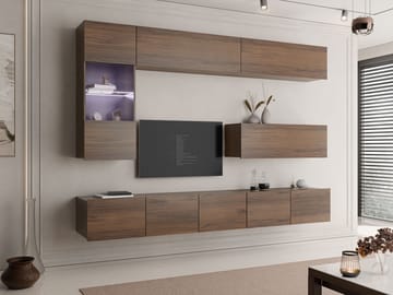 Tessan Tv väggenhet med LED-belysning - brun - Möbler - TV- & Mediamöbler - TV-möbelset